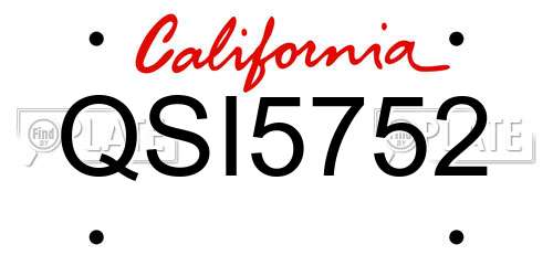 QSI5752 California License Plate