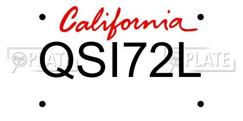 QSI72L California License Plate