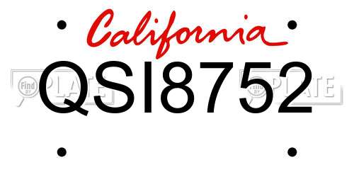 QSI8752 California License Plate