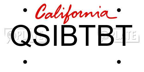 QSIBTBT California License Plate