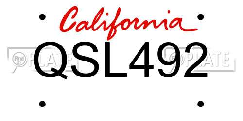 QSL492 California License Plate