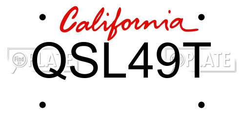 QSL49T California License Plate
