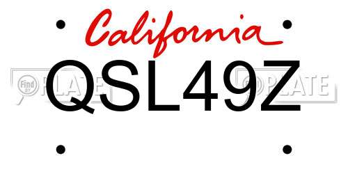 QSL49Z California License Plate