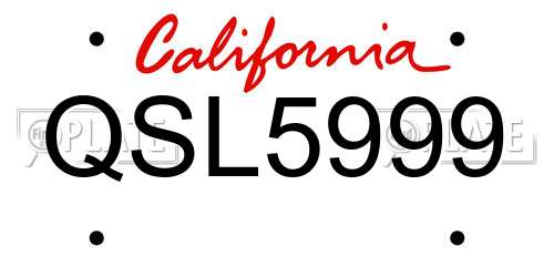 QSL5999 California License Plate