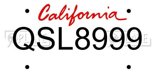 QSL8999 California License Plate