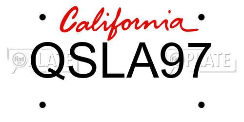QSLA97 California License Plate