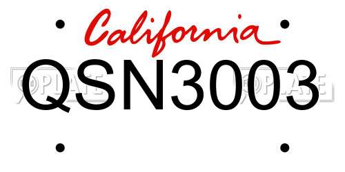 QSN3003 California License Plate