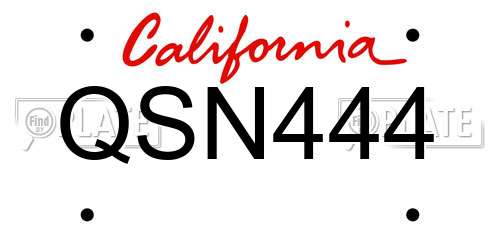 QSN444 California License Plate