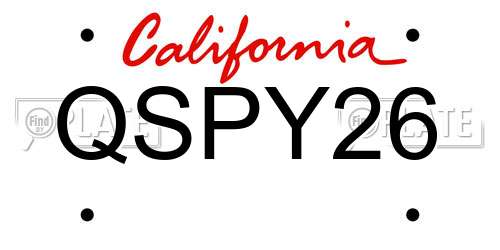 QSPY26 California License Plate
