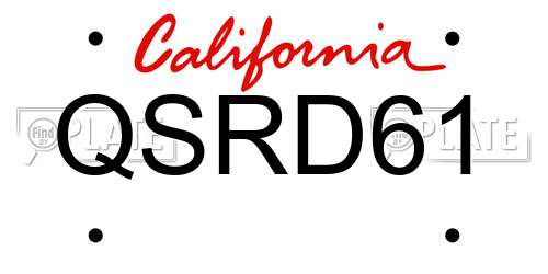 QSRD61 California License Plate