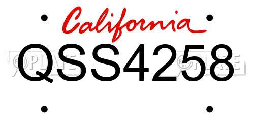 QSS4258 California License Plate