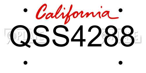 QSS4288 California License Plate