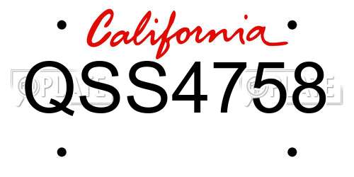 QSS4758 California License Plate