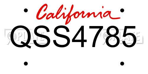 QSS4785 California License Plate