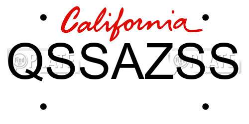 QSSAZSS California License Plate