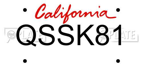 QSSK81 California License Plate