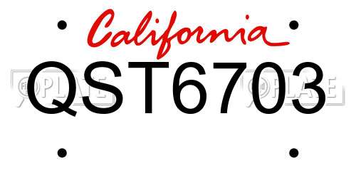 QST6703 California License Plate