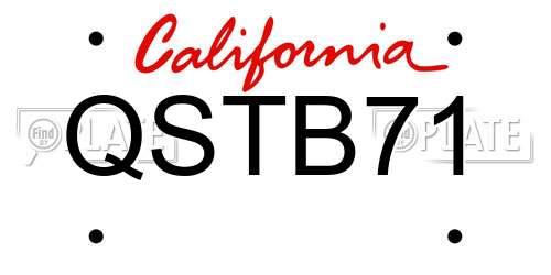 QSTB71 California License Plate