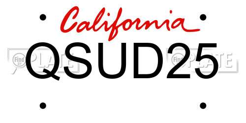 QSUD25 California License Plate