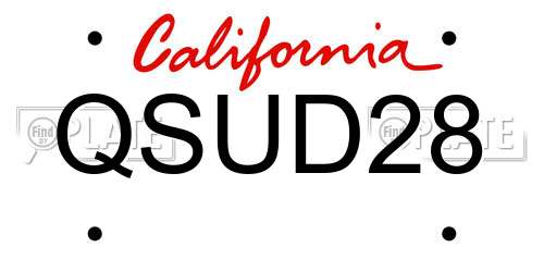 QSUD28 California License Plate