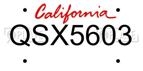 QSX5603 California License Plate