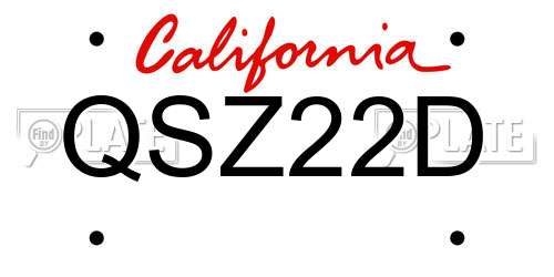 QSZ22D California License Plate