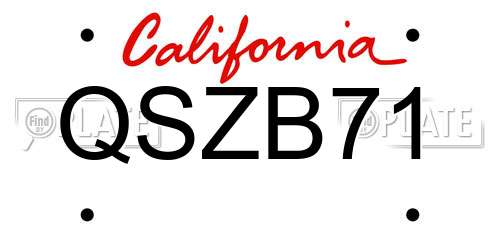 QSZB71 California License Plate