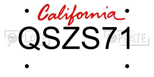 QSZS71 California License Plate