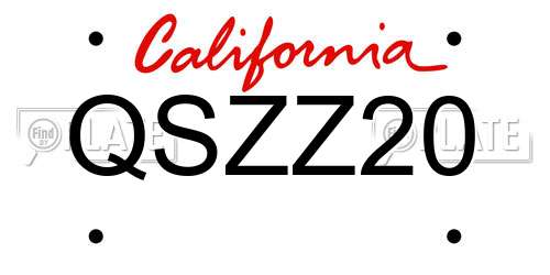 QSZZ20 California License Plate