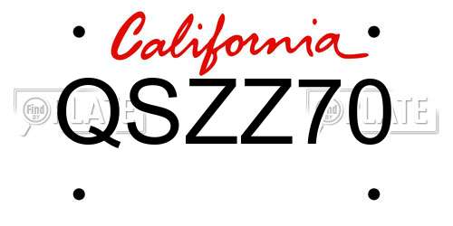 QSZZ70 California License Plate