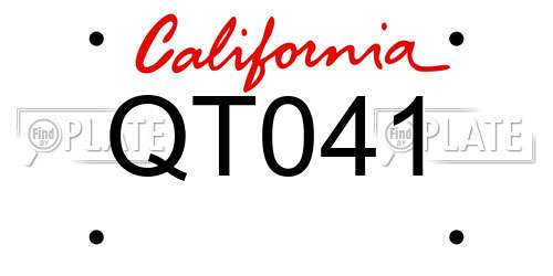 QT041 California License Plate