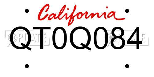 QT0Q084 California License Plate