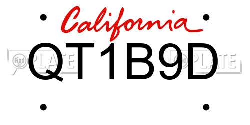 QT1B9D California License Plate