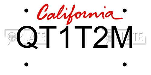 QT1T2M California License Plate