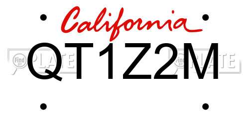 QT1Z2M California License Plate
