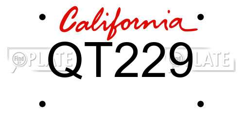 QT229 California License Plate