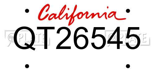 QT26545 California License Plate