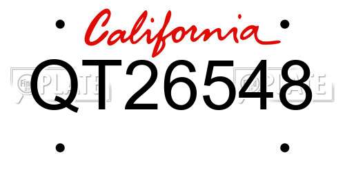 QT26548 California License Plate