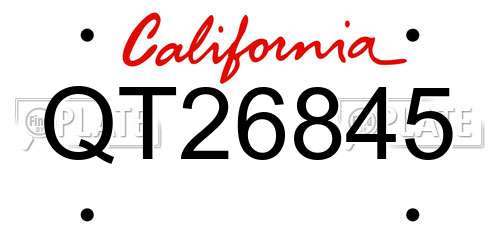QT26845 California License Plate