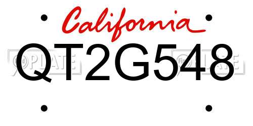 QT2G548 California License Plate