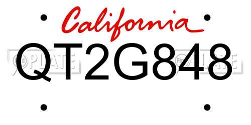 QT2G848 California License Plate