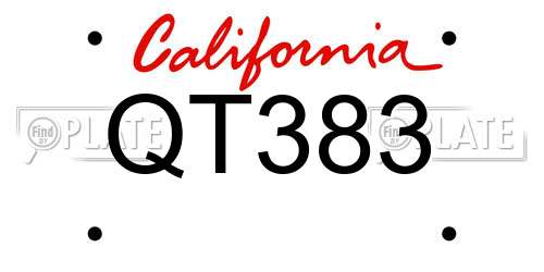 QT383 California License Plate