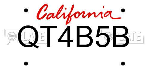QT4B5B California License Plate