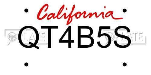 QT4B5S California License Plate