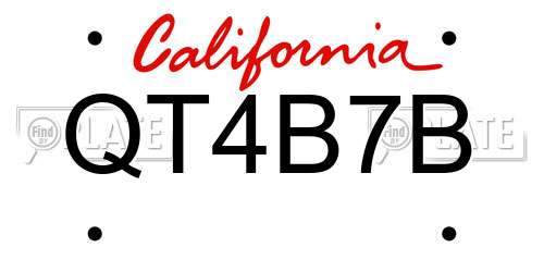 QT4B7B California License Plate