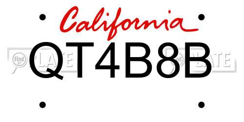 QT4B8B California License Plate