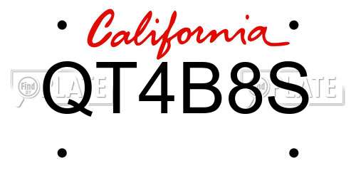 QT4B8S California License Plate