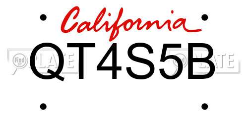 QT4S5B California License Plate