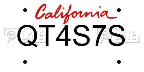 QT4S7S California License Plate