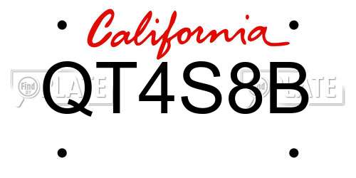 QT4S8B California License Plate